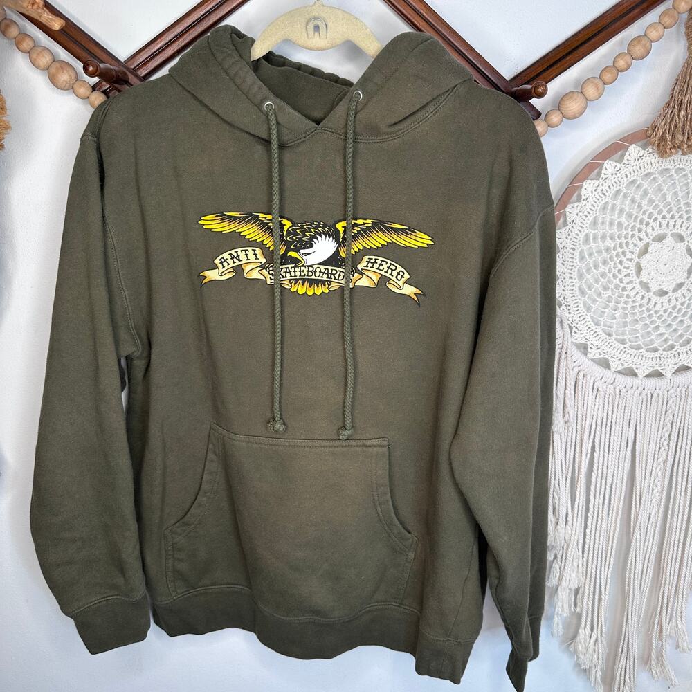 Anti Hero Skateboards Green Eagle Logo Hoodie